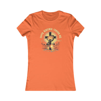 Women's "Saved, Redeemed, Forever His" inspirational style Christian t-shirt