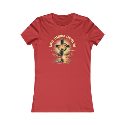 Women's "Saved, Redeemed, Forever His" inspirational style Christian t-shirt