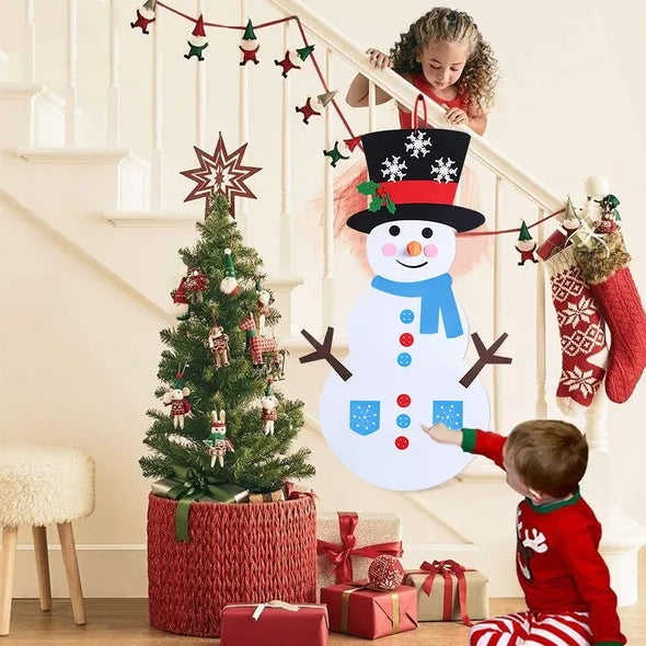 Felt Christmas Big Snowman 54pc Set, DIY Felt Christmas Hanging Decorations Home Decor Christian4Life