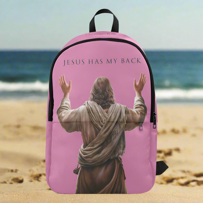 "Jesus Has My Back" Christian Backpack (Choose Pink Shade)