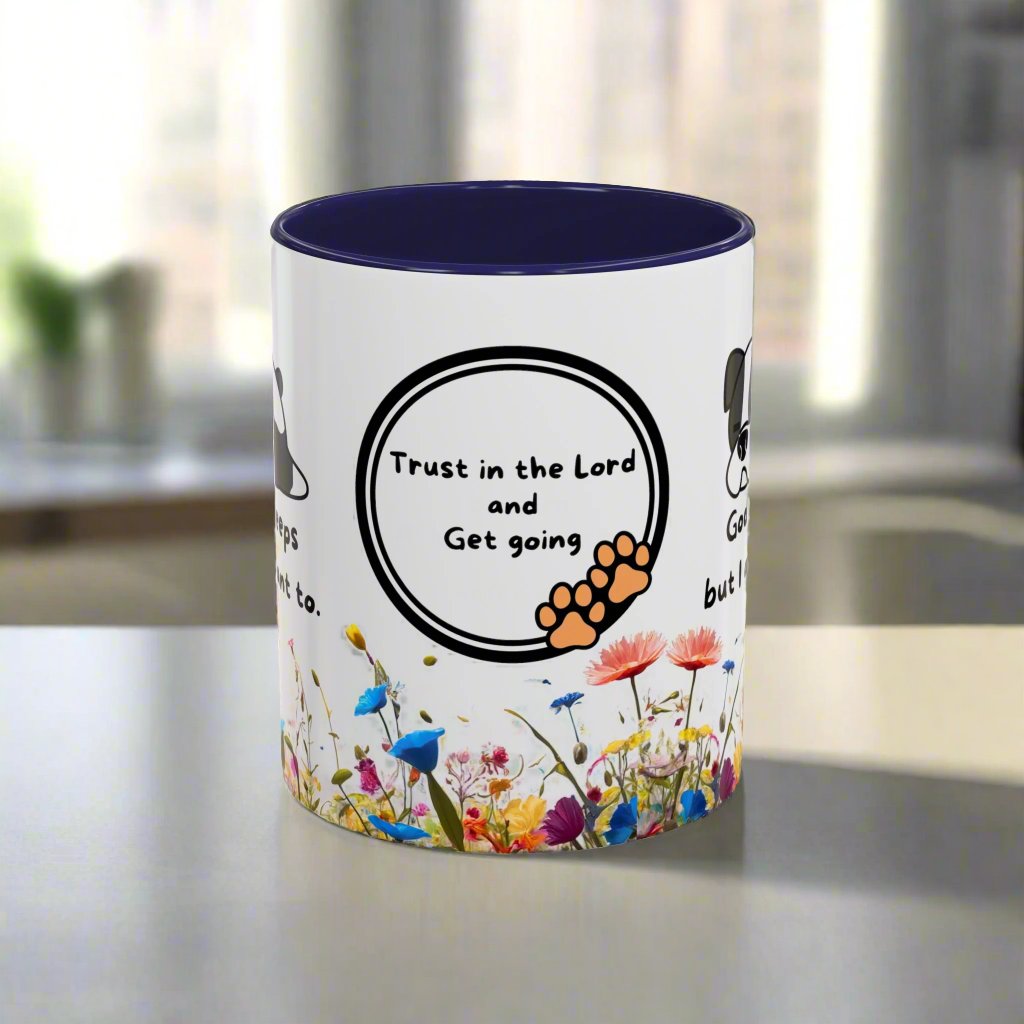 Christian 11oz and 15oz Accent Coffee Mug "God never sleeps" (with flowers) Mug Christian4Life