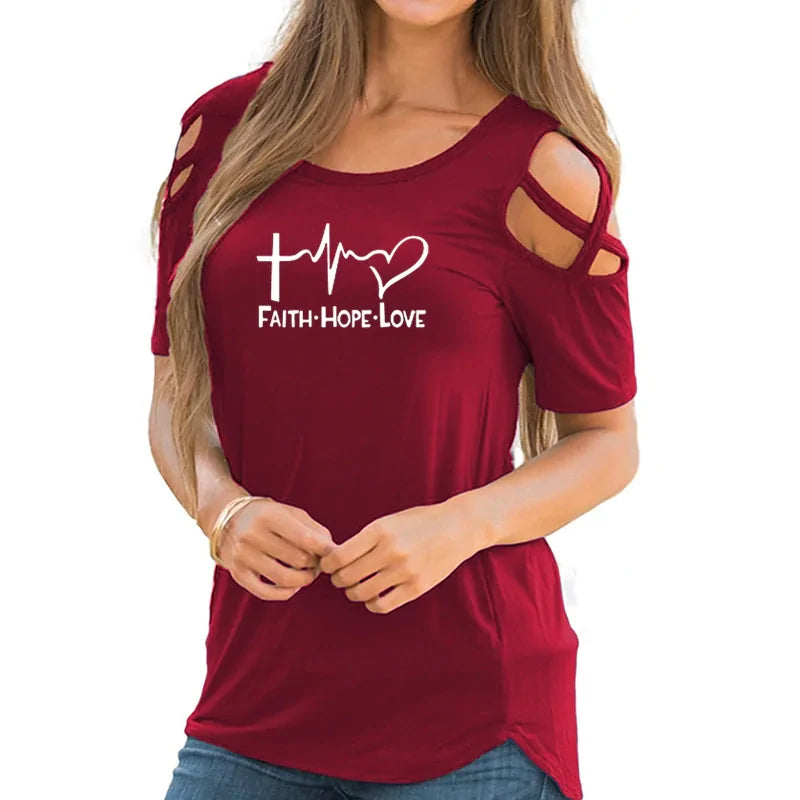 Unique Faith Hope Love Tops with a Stylish Twist T-Shirt Christian4Life