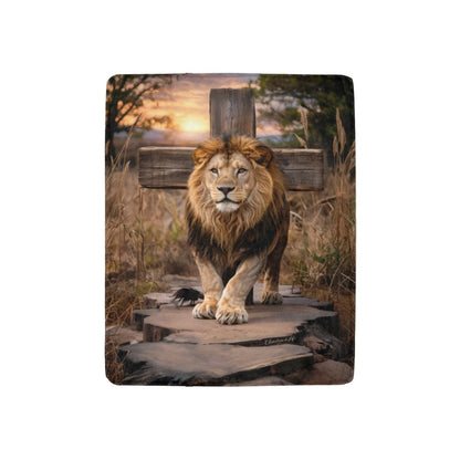Lion of Judah Rock and Cross - Ultra-Soft Micro Fleece Blanket (multiple sizes)