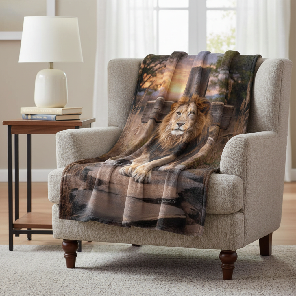 Lion of Judah Rock and Cross - Ultra-Soft Micro Fleece Blanket (multiple sizes)