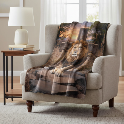 Lion of Judah Rock and Cross - Ultra-Soft Micro Fleece Blanket (multiple sizes)