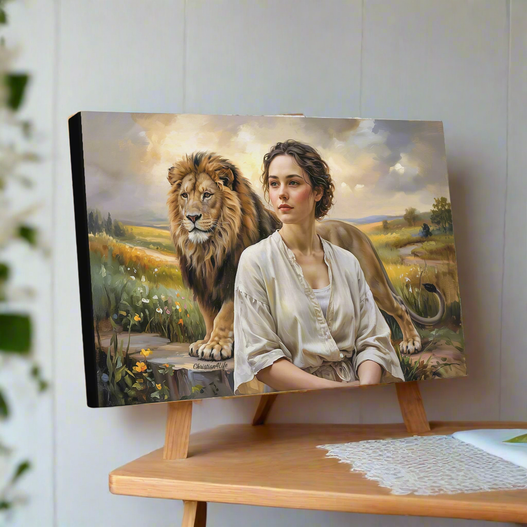 "Behind every Christian woman is the Lion of Judah." - Gallery Wrapped Canvas
