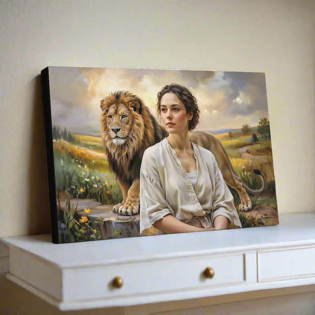 "Behind every Christian woman is the Lion of Judah." - Gallery Wrapped Canvas