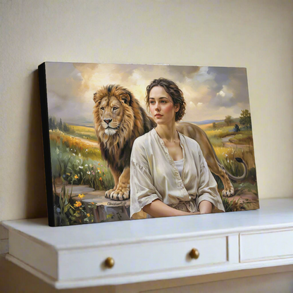 "Behind every Christian woman is the Lion of Judah." - Gallery Wrapped Canvas