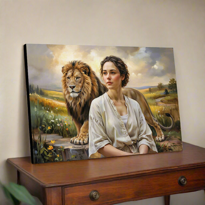 "Behind every Christian woman is the Lion of Judah." - Gallery Wrapped Canvas