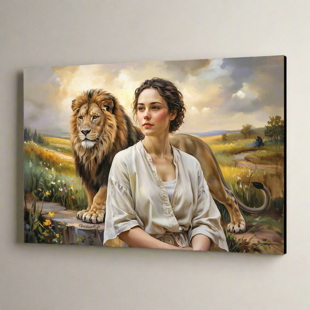 "Behind every Christian woman is the Lion of Judah." - Gallery Wrapped Canvas