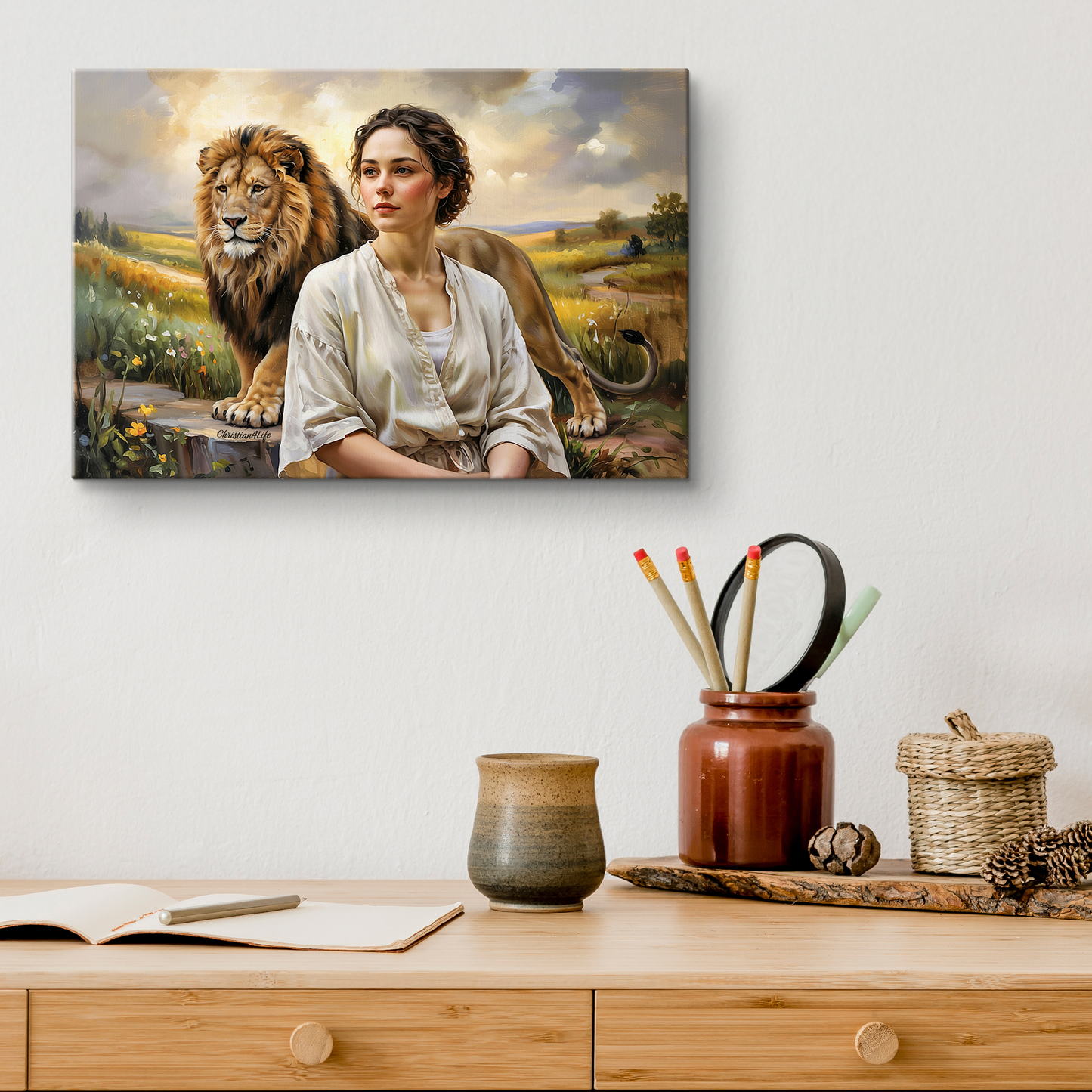 "Behind every Christian woman is the Lion of Judah." - Gallery Wrapped Canvas