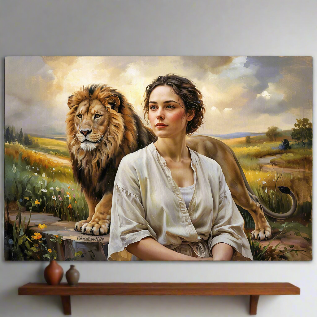 "Behind every Christian woman is the Lion of Judah." - Gallery Wrapped Canvas