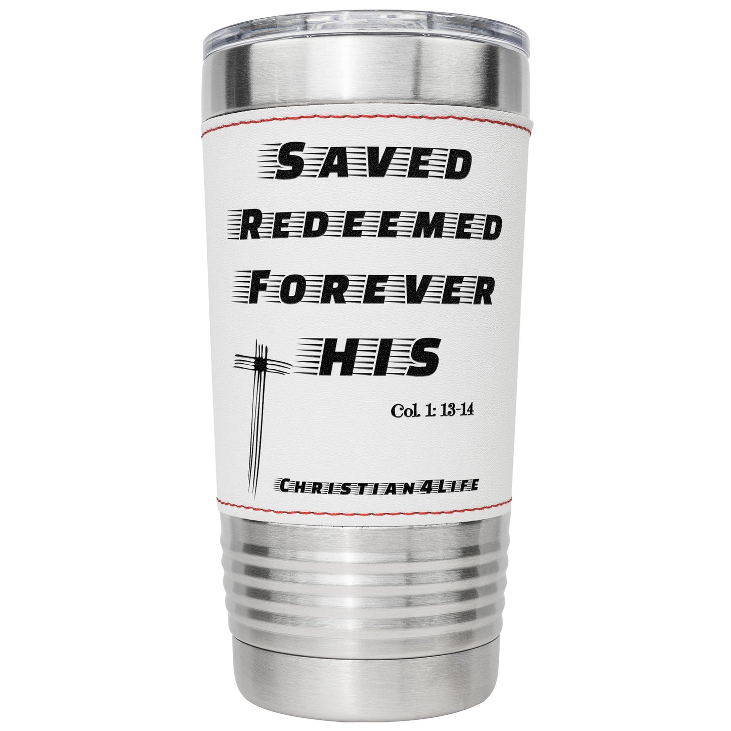 Christian 20oz Baseball Insulated Tumbler, stainless steel, "Saved, Redeemed"