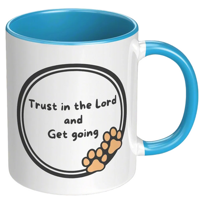 11oz "God never sleeps but I always want to" Christian White Mug, Sleeping puppy and inside color schemes
