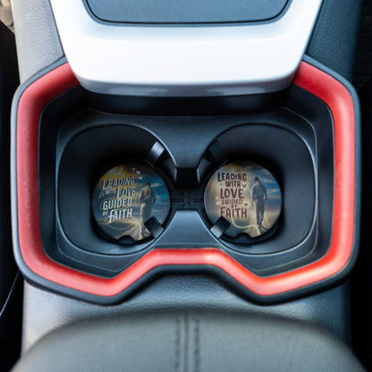 Christian car coasters (set of 2) (Leading with Love Guided by Faith’ - Accessories
