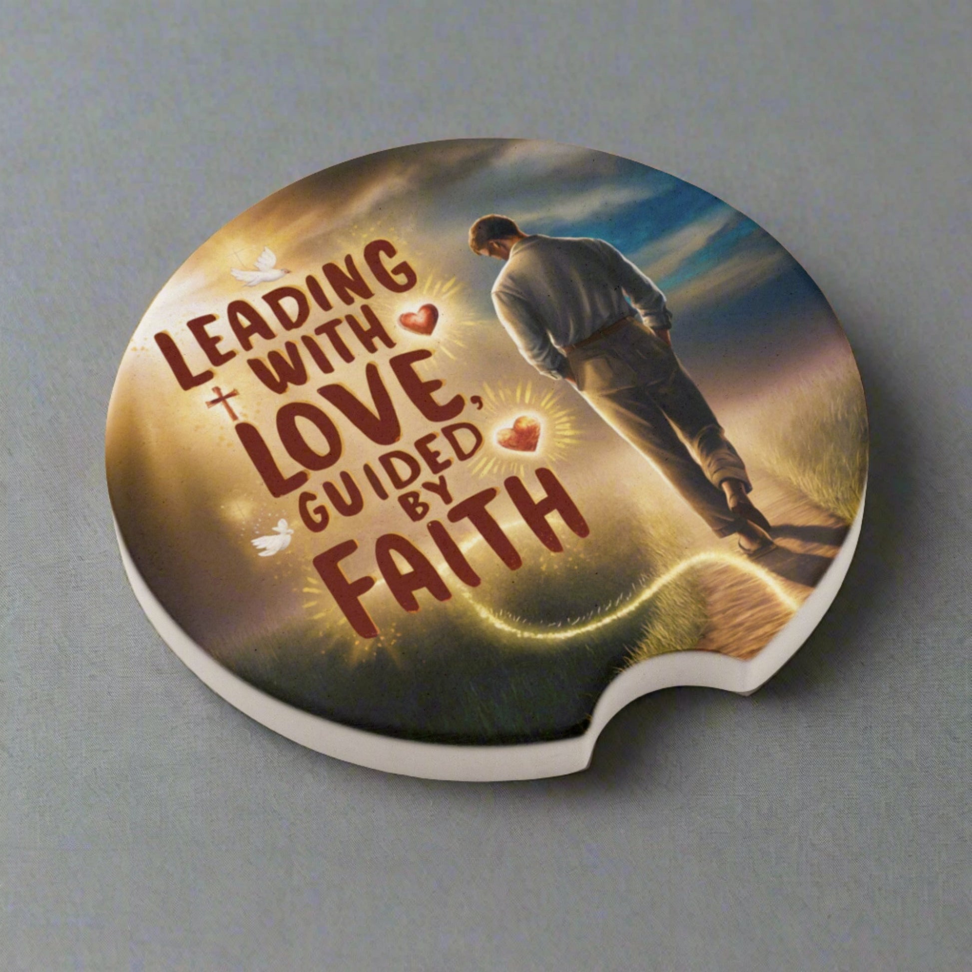 Christian car coasters (set of 2) (Leading with Love Guided by Faith’ - Accessories