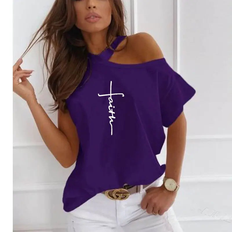 Faith Cross Christian Print Women's Casual TShirt T-Shirt Christian4Life