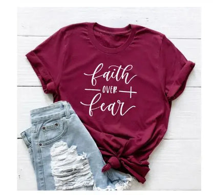 Faith Over Fear Christian T-Shirt T-Shirt Christian4Life