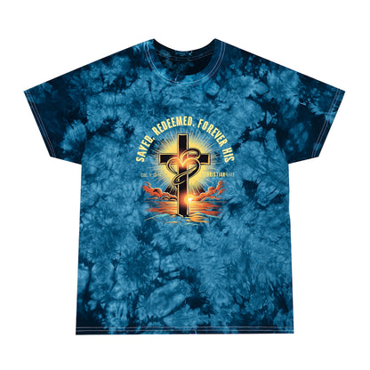 Unisex "Saved, Redeemed, Forever His" Christian Tie-Dye T-shirt