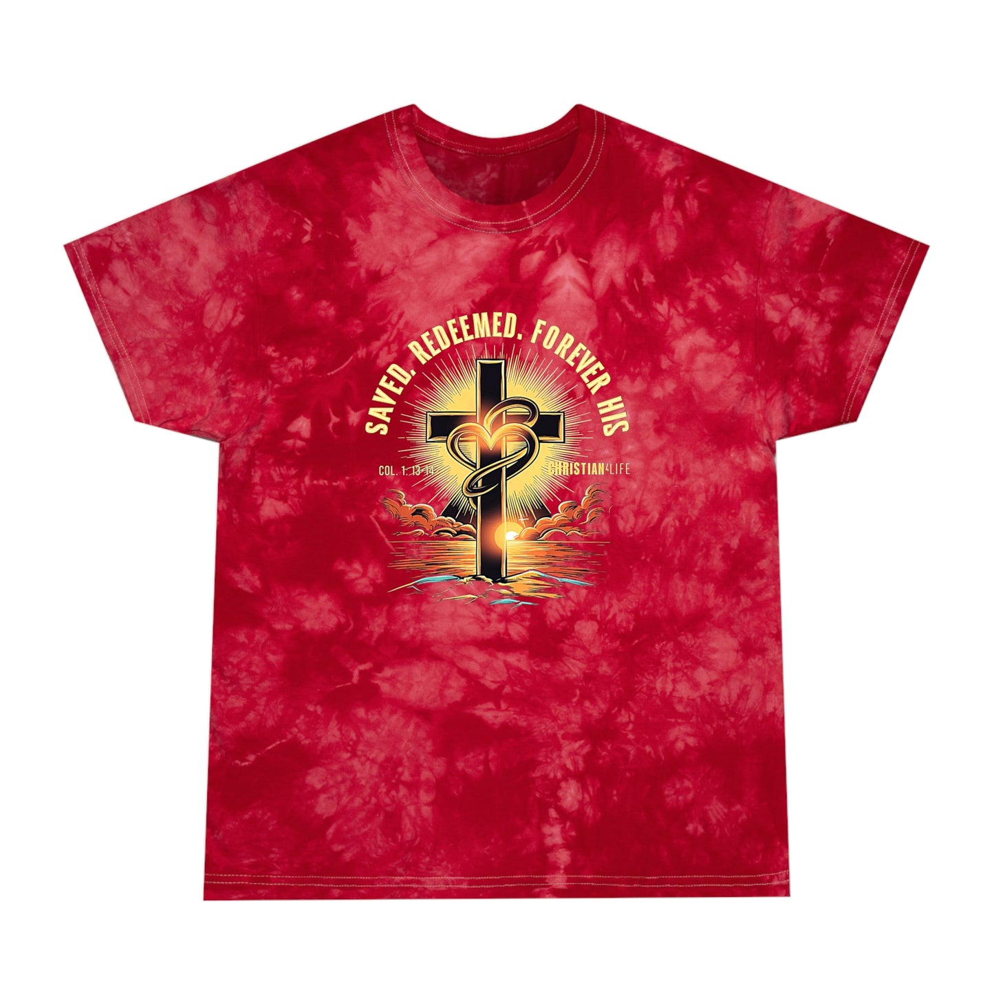 Unisex "Saved, Redeemed, Forever His" Christian Tie-Dye T-shirt