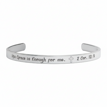 His Grace is Enough for me, Christian bracelet - Stainless steel with 18K Gold, Rose Gold, or Silver plating