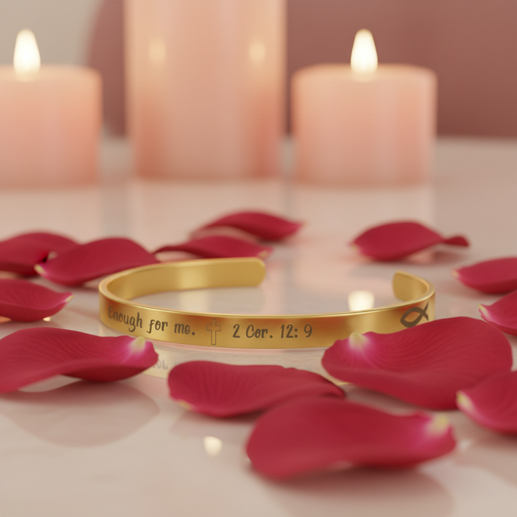 His Grace is Enough for me, Christian bracelet - Stainless steel with 18K Gold, Rose Gold, or Silver plating