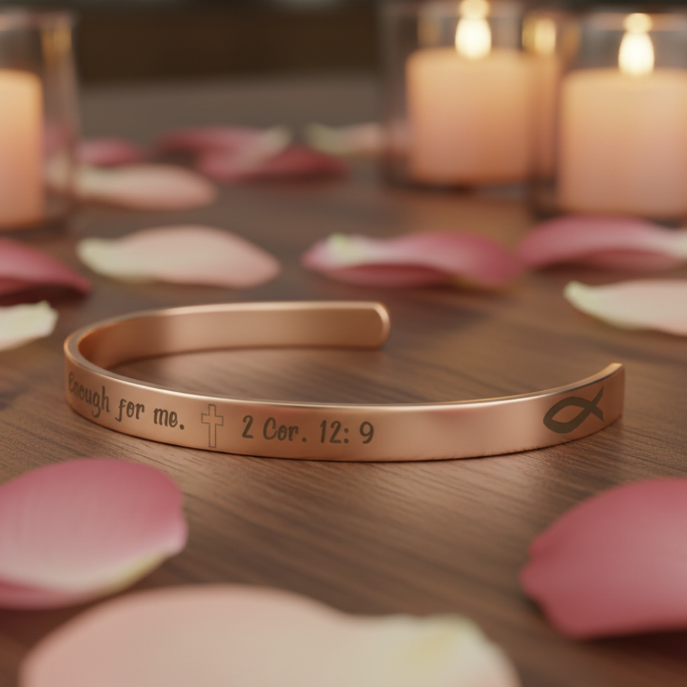 His Grace is Enough for me, Christian bracelet - Stainless steel with 18K Gold, Rose Gold, or Silver plating