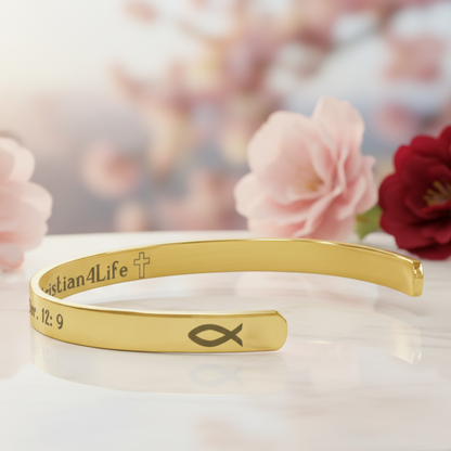 His Grace is Enough for me, Christian bracelet - Stainless steel with 18K Gold, Rose Gold, or Silver plating