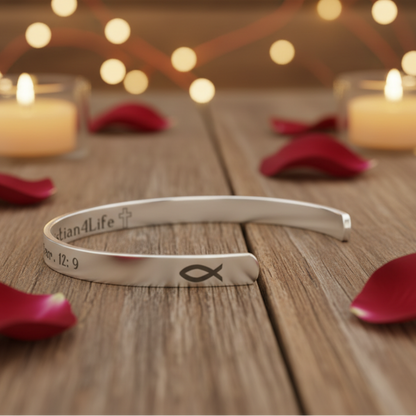 His Grace is Enough for me, Christian bracelet - Stainless steel with 18K Gold, Rose Gold, or Silver plating