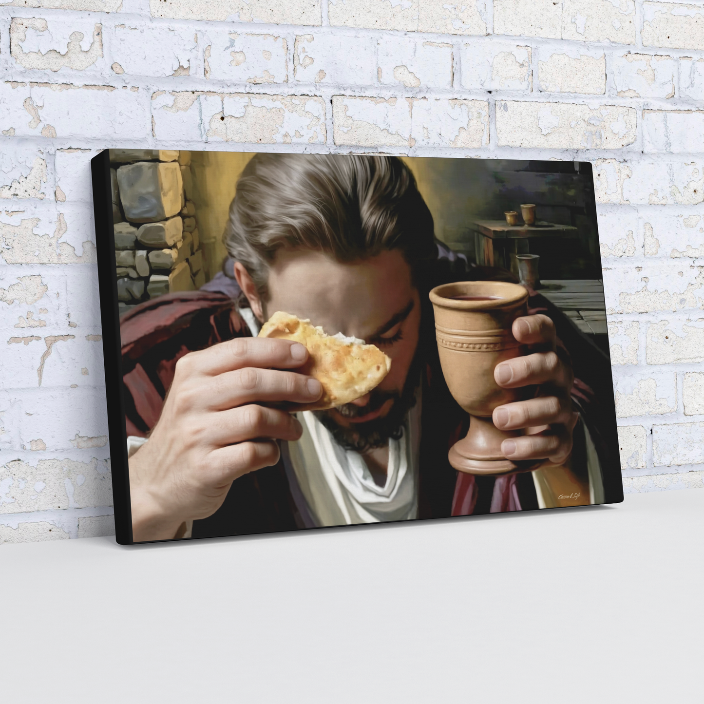 The Last Supper: Jesus Shares Bread and Wine - A Masterful Christian Canvas Print