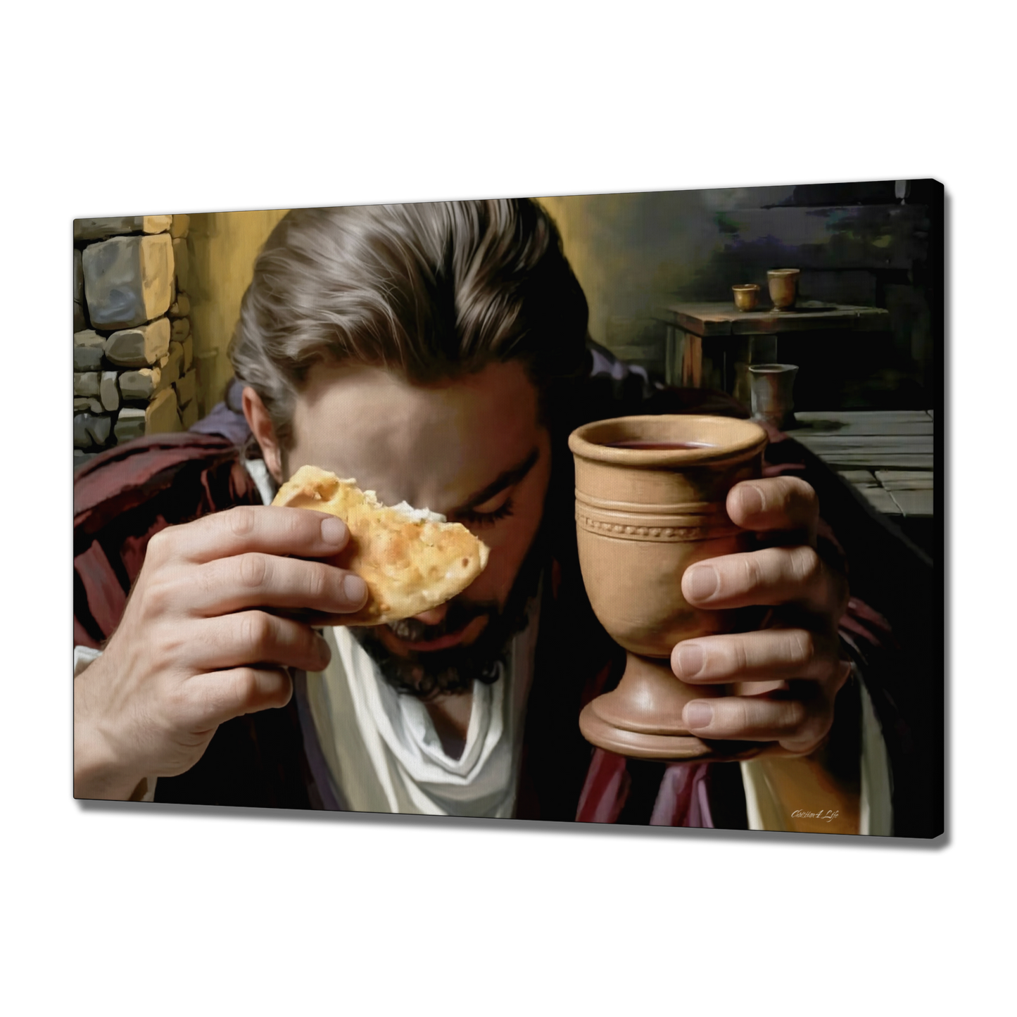 The Last Supper: Jesus Shares Bread and Wine - A Masterful Christian Canvas Print