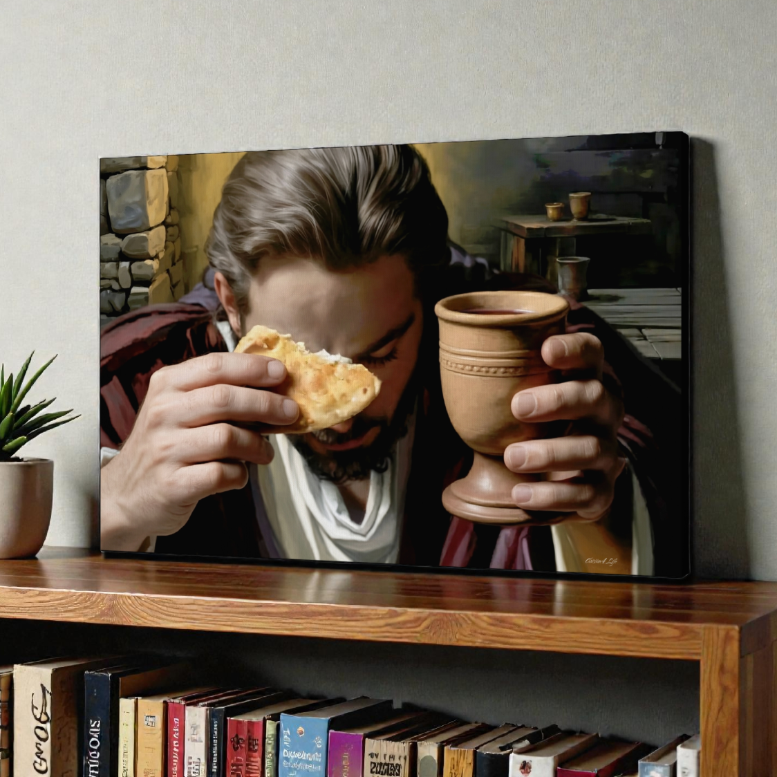 The Last Supper: Jesus Shares Bread and Wine - A Masterful Christian Canvas Print