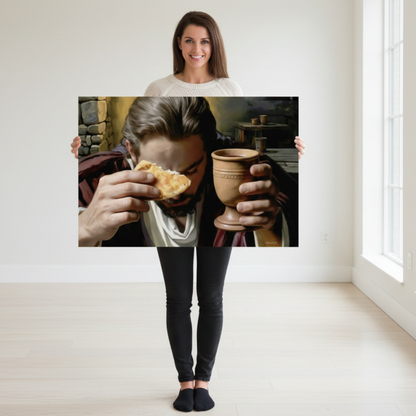 The Last Supper: Jesus Shares Bread and Wine - A Masterful Christian Canvas Print