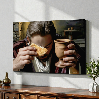 The Last Supper: Jesus Shares Bread and Wine - A Masterful Christian Canvas Print