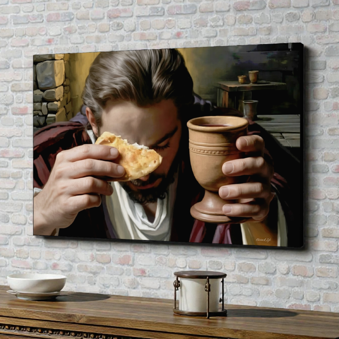 The Last Supper: Jesus Shares Bread and Wine - A Masterful Christian Canvas Print