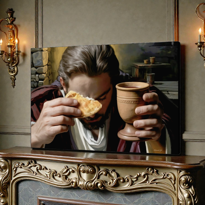 The Last Supper: Jesus Shares Bread and Wine - A Masterful Christian Canvas Print