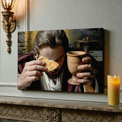 The Last Supper: Jesus Shares Bread and Wine - A Masterful Christian Canvas Print
