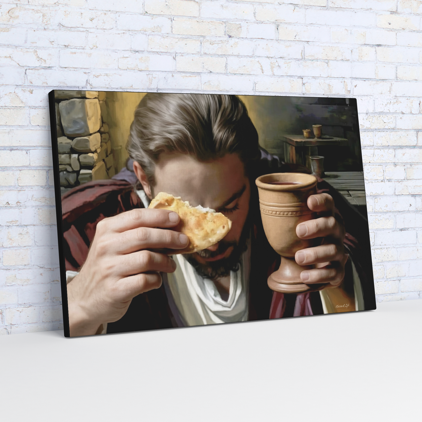 The Last Supper: Jesus Shares Bread and Wine - A Masterful Christian Canvas Print