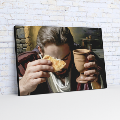 The Last Supper: Jesus Shares Bread and Wine - A Masterful Christian Canvas Print