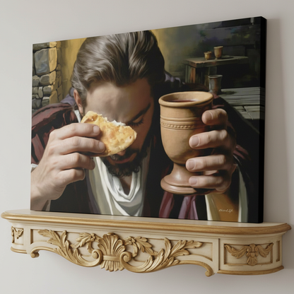 The Last Supper: Jesus Shares Bread and Wine - A Masterful Christian Canvas Print