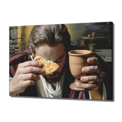 The Last Supper: Jesus Shares Bread and Wine - A Masterful Christian Canvas Print
