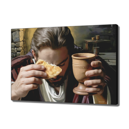 The Last Supper: Jesus Shares Bread and Wine - A Masterful Christian Canvas Print