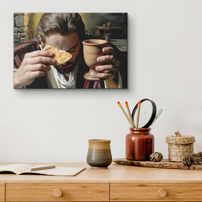 The Last Supper: Jesus Shares Bread and Wine - A Masterful Christian Canvas Print