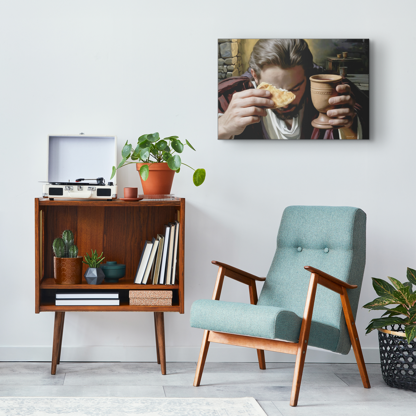 The Last Supper: Jesus Shares Bread and Wine - A Masterful Christian Canvas Print