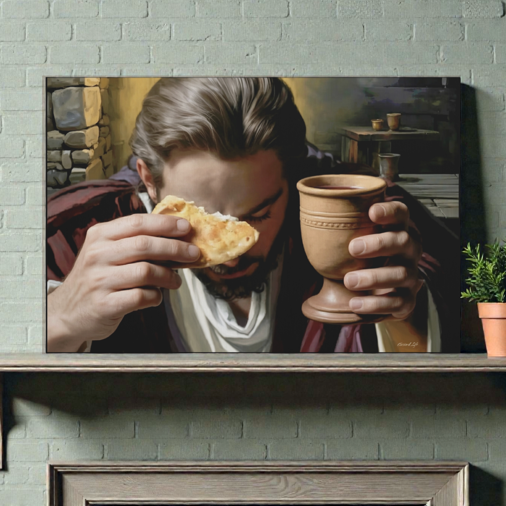 The Last Supper: Jesus Shares Bread and Wine - A Masterful Christian Canvas Print