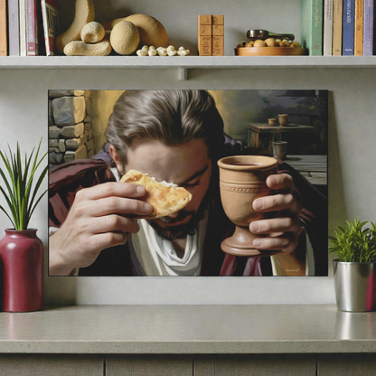 The Last Supper: Jesus Shares Bread and Wine - A Masterful Christian Canvas Print