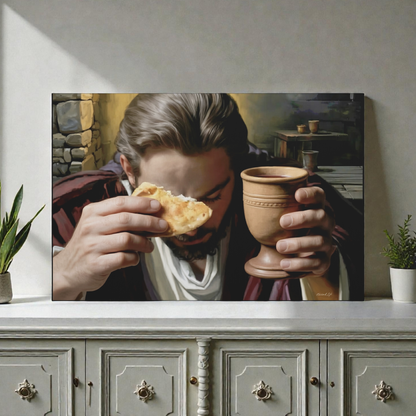 The Last Supper: Jesus Shares Bread and Wine - A Masterful Christian Canvas Print