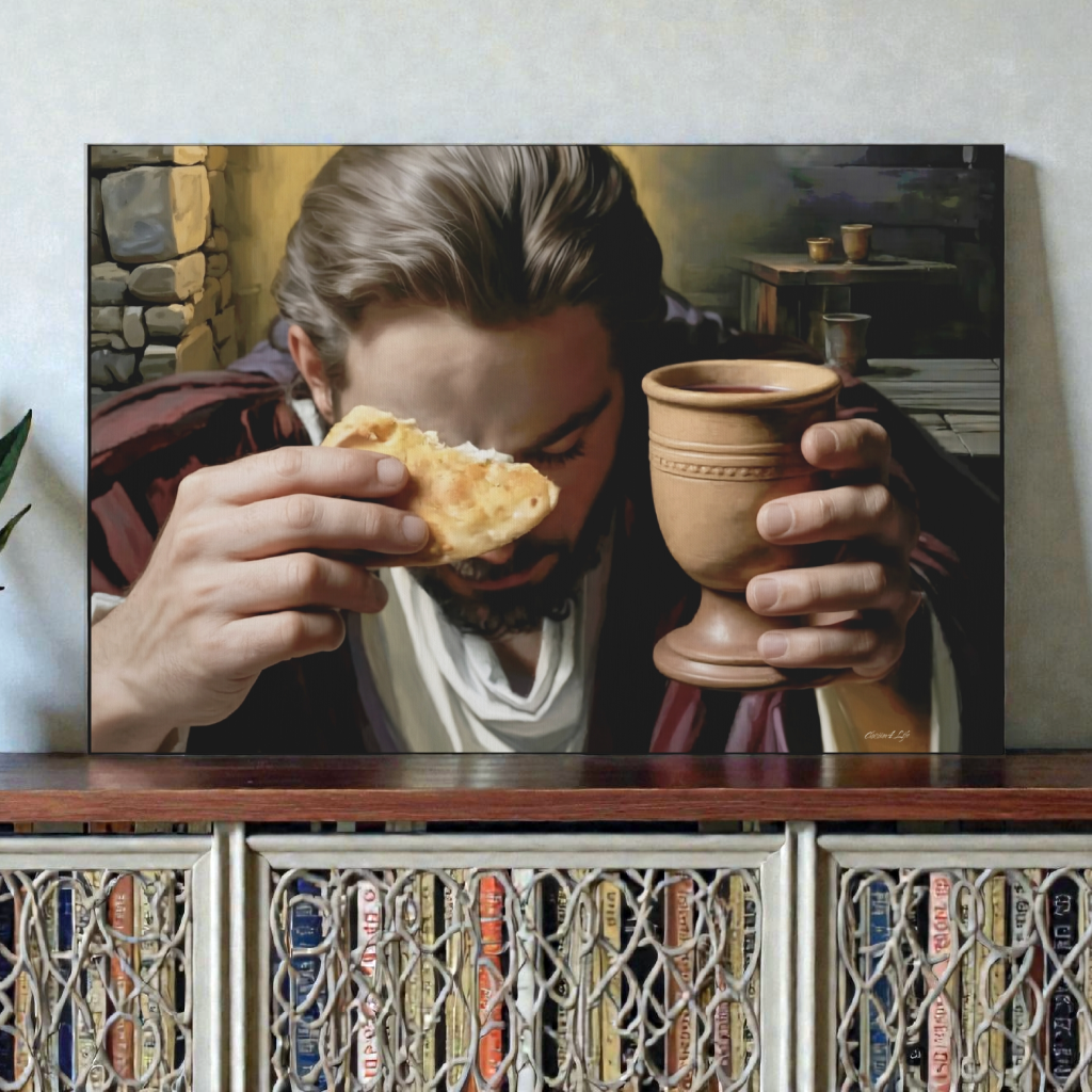 The Last Supper: Jesus Shares Bread and Wine - A Masterful Christian Canvas Print