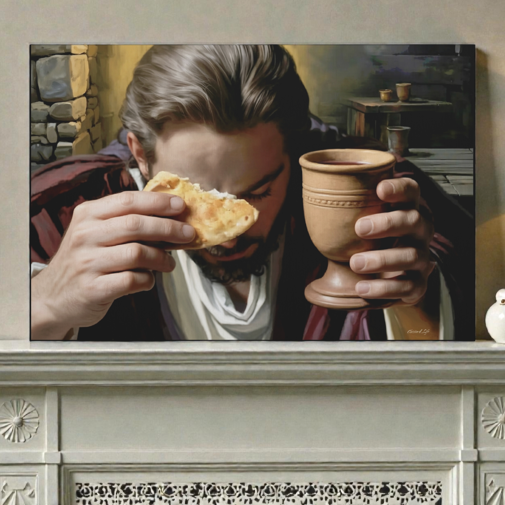 The Last Supper: Jesus Shares Bread and Wine - A Masterful Christian Canvas Print