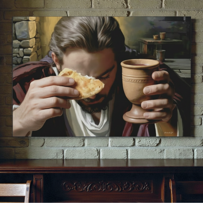 The Last Supper: Jesus Shares Bread and Wine - A Masterful Christian Canvas Print